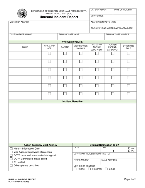 DCYF Form 15-454  Printable Pdf