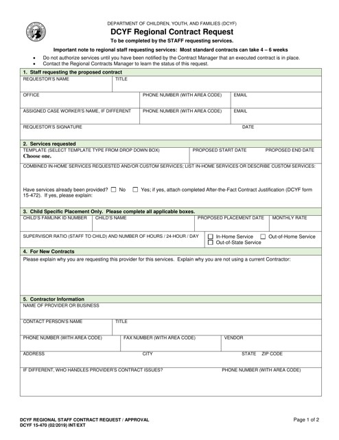 DCYF Form 15-470  Printable Pdf
