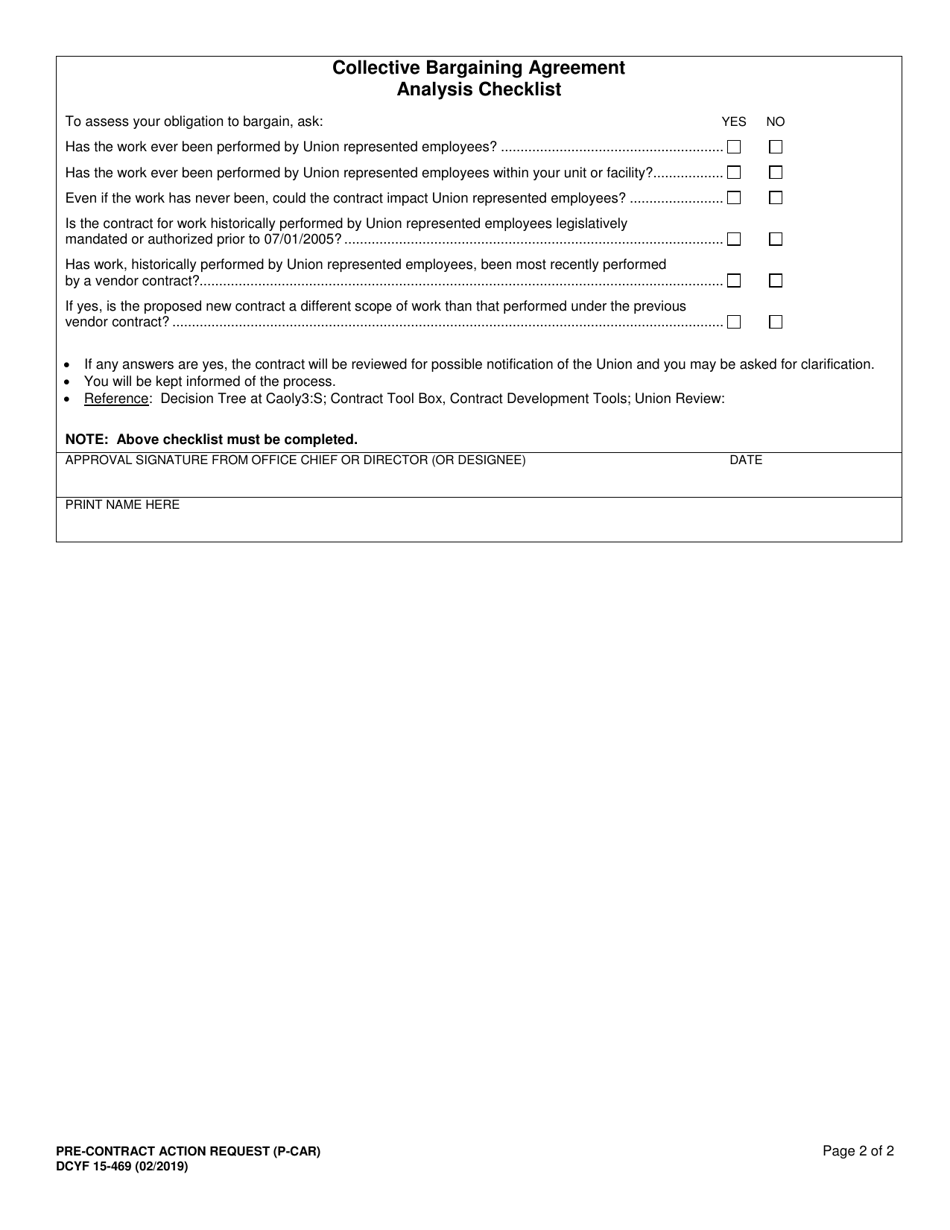 DCYF Form 15-469 Pre-contract Action Request (P-Car) - Washington, Page 2