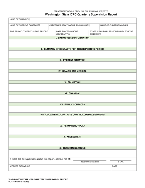 DCYF Form 16-217  Printable Pdf