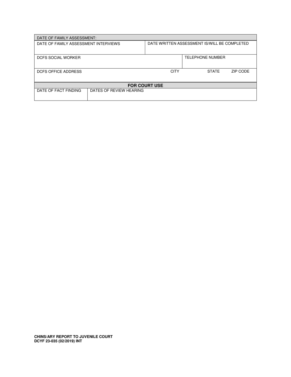 DCYF Form 23-035 Chins / Ary Report to Juvenile Court - Washington, Page 2