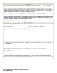 DCYF Form 23-036 Child Placing Agency Foster Home Licensing Investigation - Washington, Page 2