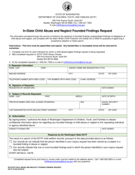 DCYF Form 23-032 In-state Child Abuse and Neglect Founded Findings Request - Washington