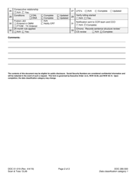 Form DOC01-019 Initial Sentence Structure Entry Checklist - Non Prison - Washington, Page 2