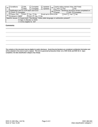 Form DOC01-020 Initial Sentence Structure Entry Checklist - Non Prison Sossa - Washington, Page 2