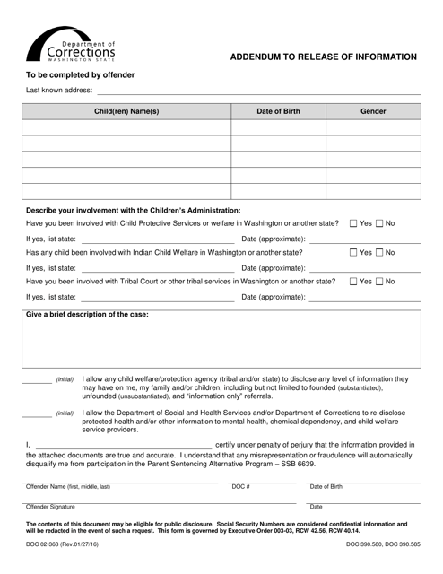 Form DOC02-363  Printable Pdf