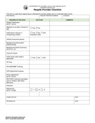 Document preview: DCYF Form 16-225 Respite Provider Checklist - Washington