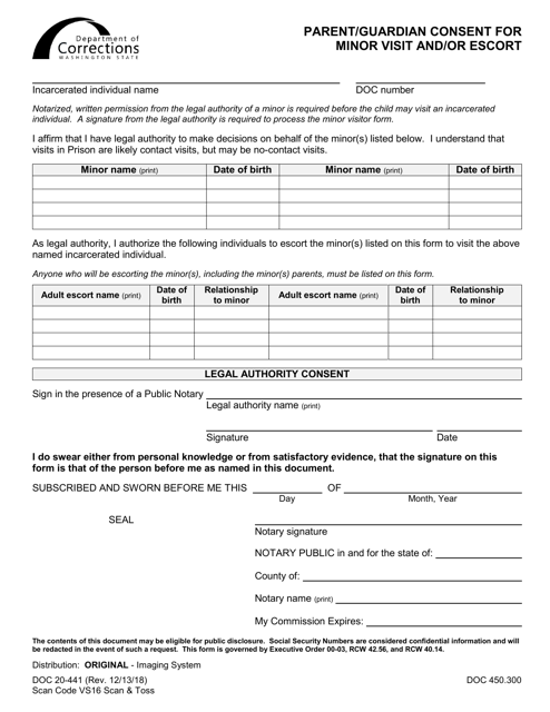 Form DOC20-441  Printable Pdf