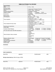 Form DOC01-010 Audit Checklist - Central File - Washington, Page 2