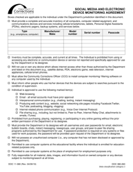 Form DOC11-080 Social Media and Electronic Device Monitoring Agreement - Washington