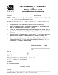 Document preview: Form ECY070-17 Sworn Statement of Compliance With Minority and Woman-Owned Business Utilization Requirements - Washington