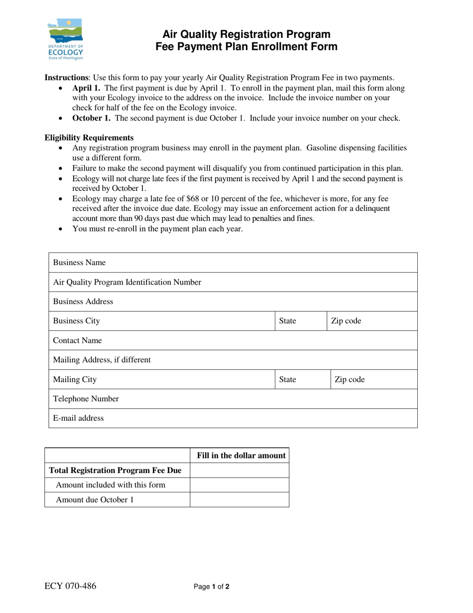 Form ECY070-486 - Fill Out, Sign Online and Download Fillable PDF ...