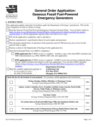Document preview: Form ECY070-233 General Order Application: Gaseous Fossil Fuel-Powered Emergency Generators - Washington