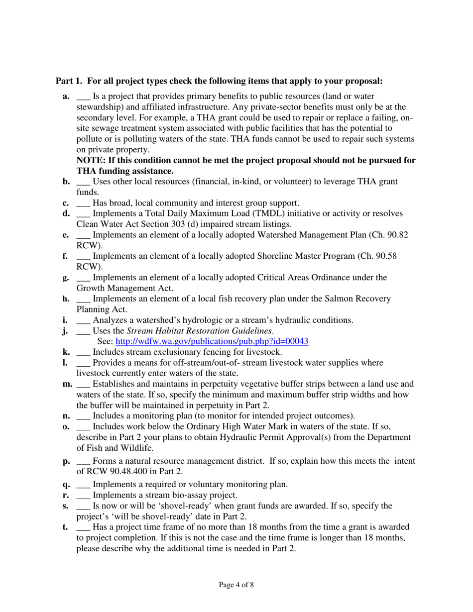 Form ECY070-397 Coastal Protection Fund Terry Husseman Account Grant Application - Washington, Page 4