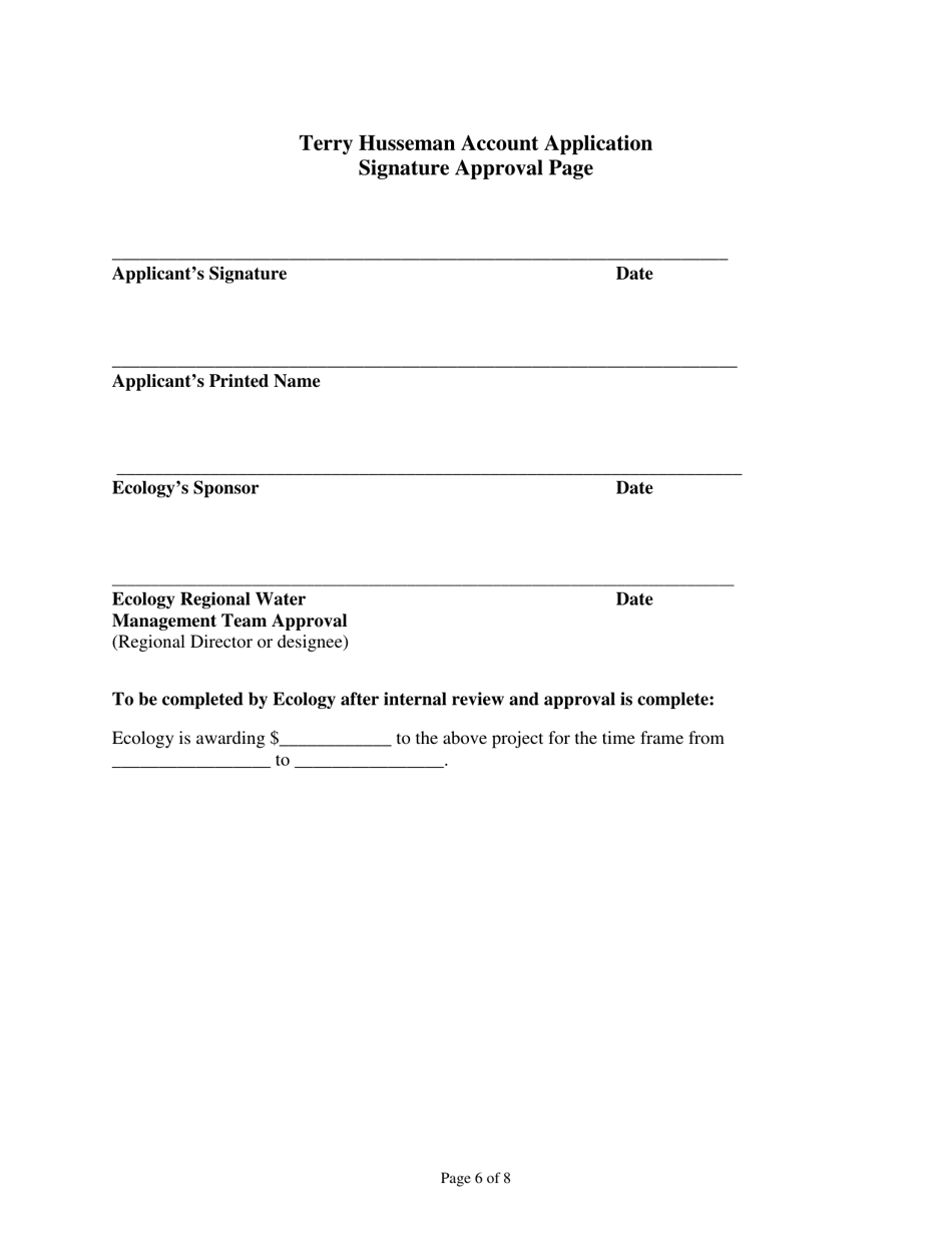 Form ECY070-397 Coastal Protection Fund Terry Husseman Account Grant Application - Washington, Page 6