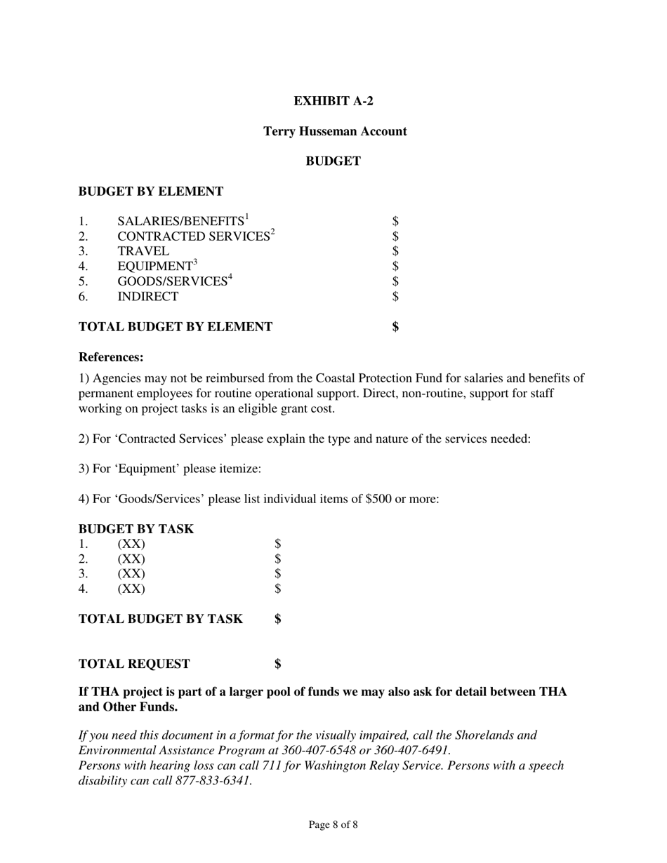 Form ECY070-397 Coastal Protection Fund Terry Husseman Account Grant Application - Washington, Page 8