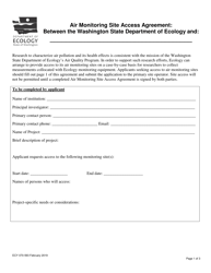 Form ECY070-593 Air Monitoring Site Access Agreement - Washington