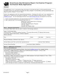 Form ECY070-571 Greenhouse Gas Emissions Report Verification Program: Verification Body Application - Washington