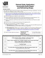 Document preview: Form ECY070-309 General Order Application: Automobile Body Repair and Refinishing Shops - Washington