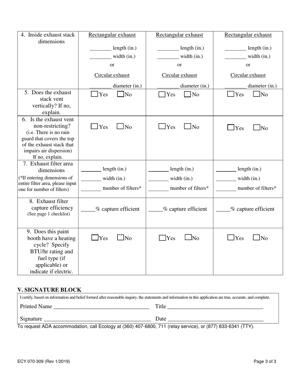 Form ECY070-309 General Order Application: Automobile Body Repair and Refinishing Shops - Washington, Page 3