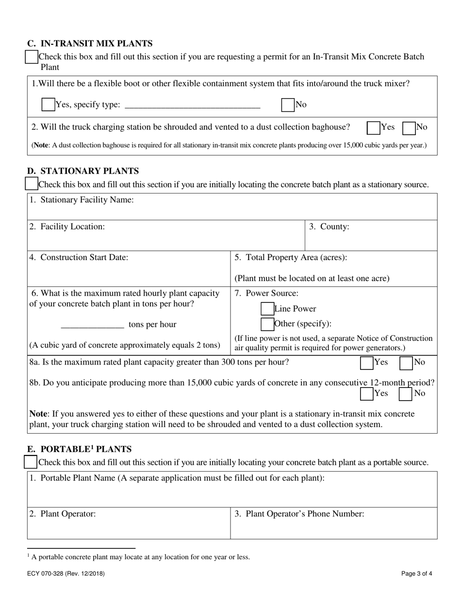 Form ECY070-328 General Order Application: Portable and Stationary Concrete Batch Plants - Washington, Page 3