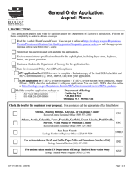 Document preview: Form ECY070-385 General Order Application: Asphalt Plants - Washington