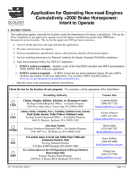 Form ECY070-405 Application for Operating Non-road Engines Cumulatively 2000 Brake Horsepower: Intent to Operate - Washington