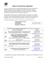 Document preview: Form ECY070-410 Notice of Construction Application - Washington