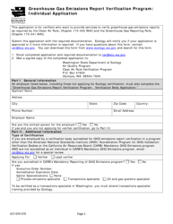 Form ECY070-570 Greenhouse Gas Emissions Report Verification Program: Individual Application - Washington