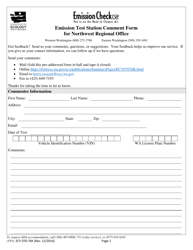 Document preview: Form ECY070-76K Emission Test Station Comment Form for Northwest Regional Office - Washington