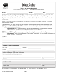 Form ECY020-28 &quot;Notice of Action Required&quot; - Washington