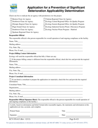 Form ECY070-413 Application for a Prevention of Significant Deterioration Applicability Determination - Washington, Page 2