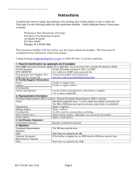 Form ECY070-501 Washington Greenhouse Gas Reporting Program: Certificate of Representation - Washington, Page 2