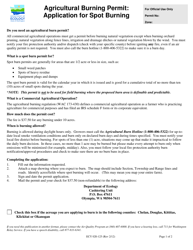 Form ECY020-125 Agricultural Burning Permit: Application for Spot Burning - Washington