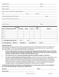 Form ECY020-125 Agricultural Burning Permit: Application for Spot Burning - Washington, Page 2