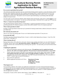 Form ECY070-75 &quot;Agricultural Burn Permit Application for Baled Agricultural Residue Burning&quot; - Washington
