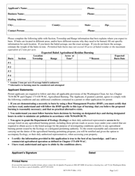 Form ECY070-75 Agricultural Burn Permit Application for Baled Agricultural Residue Burning - Washington, Page 2