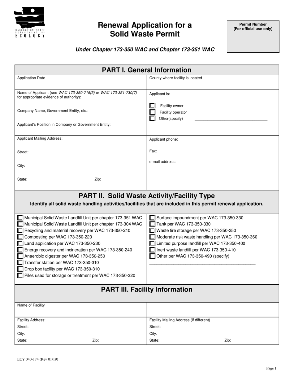 Form ECY040174 Fill Out, Sign Online and Download Printable PDF
