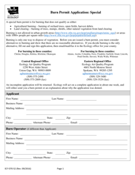 Form ECY070-52 Burn Permit Application: Special - Washington