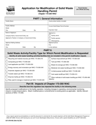 Form ECY070-401 Application for Modification of Solid Waste Handling Permit - Washington
