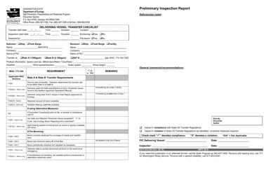 Document preview: Form ECY070-284 Delivering Vessel Transfer Checklist - Washington