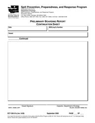 Document preview: Form ECY050-31A Preliminary Boarding Report Continuation Sheet - Washington