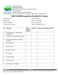 Form ECY050-35 Vbap/Ecopro Inspection Checklist for Tankers - Washington