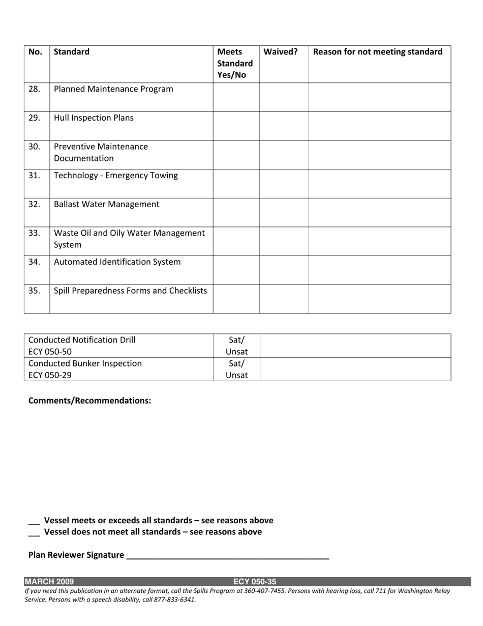 Form ECY050-35 Vbap / Ecopro Inspection Checklist for Tankers - Washington, Page 3