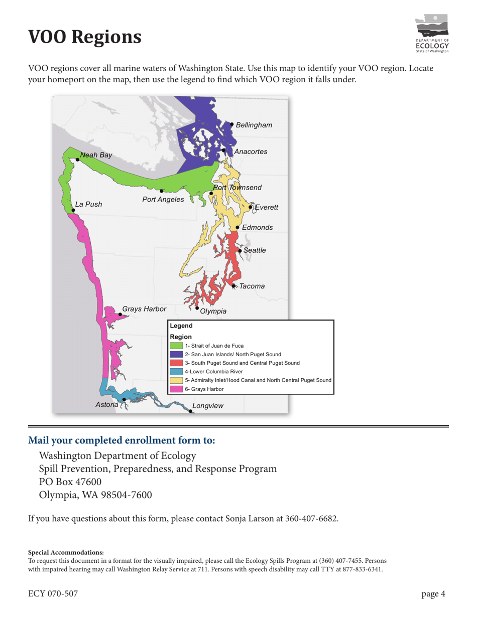Form ECY070-507 Vessels of Opportunity Enrollment - Washington, Page 4