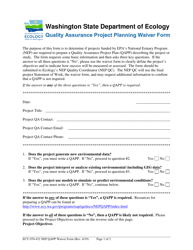 Form ECY070-432 Quality Assurance Project Planning Waiver Form - Washington