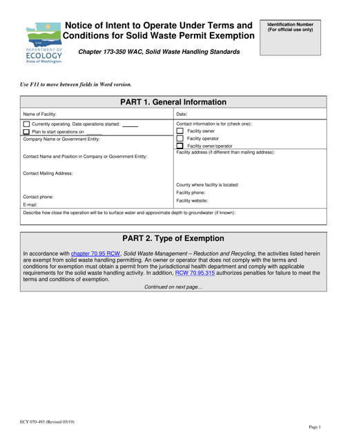 Form ECY070-493  Printable Pdf