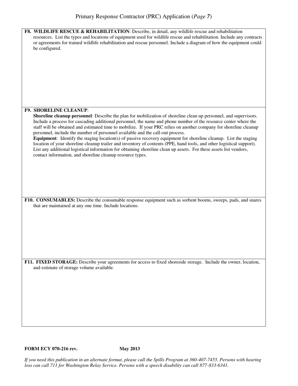 Form ECY070-216 Primary Response Contractors Application - Washington, Page 7