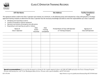 Document preview: Form ECY070-494 Class C Operator Training Records - Washington