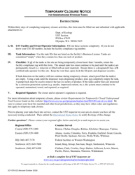 Form ECY070-525 Temporary Closure Notice for Underground Storage Tanks - Washington, Page 2